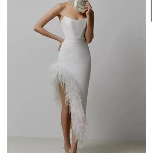 White feather midi dress